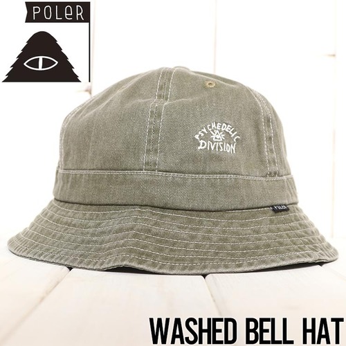 バケットハット 帽子 POLeR ポーラー WASHED BELL HAT 241MCV0258 OLIVE DENIM 日本代理店正規品