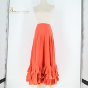 フラメンコ 衣装 ファルダ スカート ピンク系 オレンジ系 無地 ボランテ フリル レッスン 練習着 ダンス パーティ 発表会 ステージ衣装 発表会衣装 ダンス衣装 舞台衣装 ひらひら かわいい