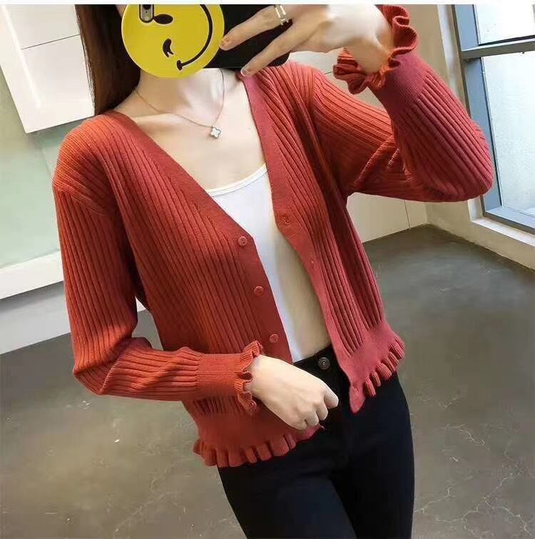 メロウフリルリブニットカーディガン