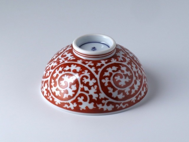 飯碗（小）　朱濃唐草