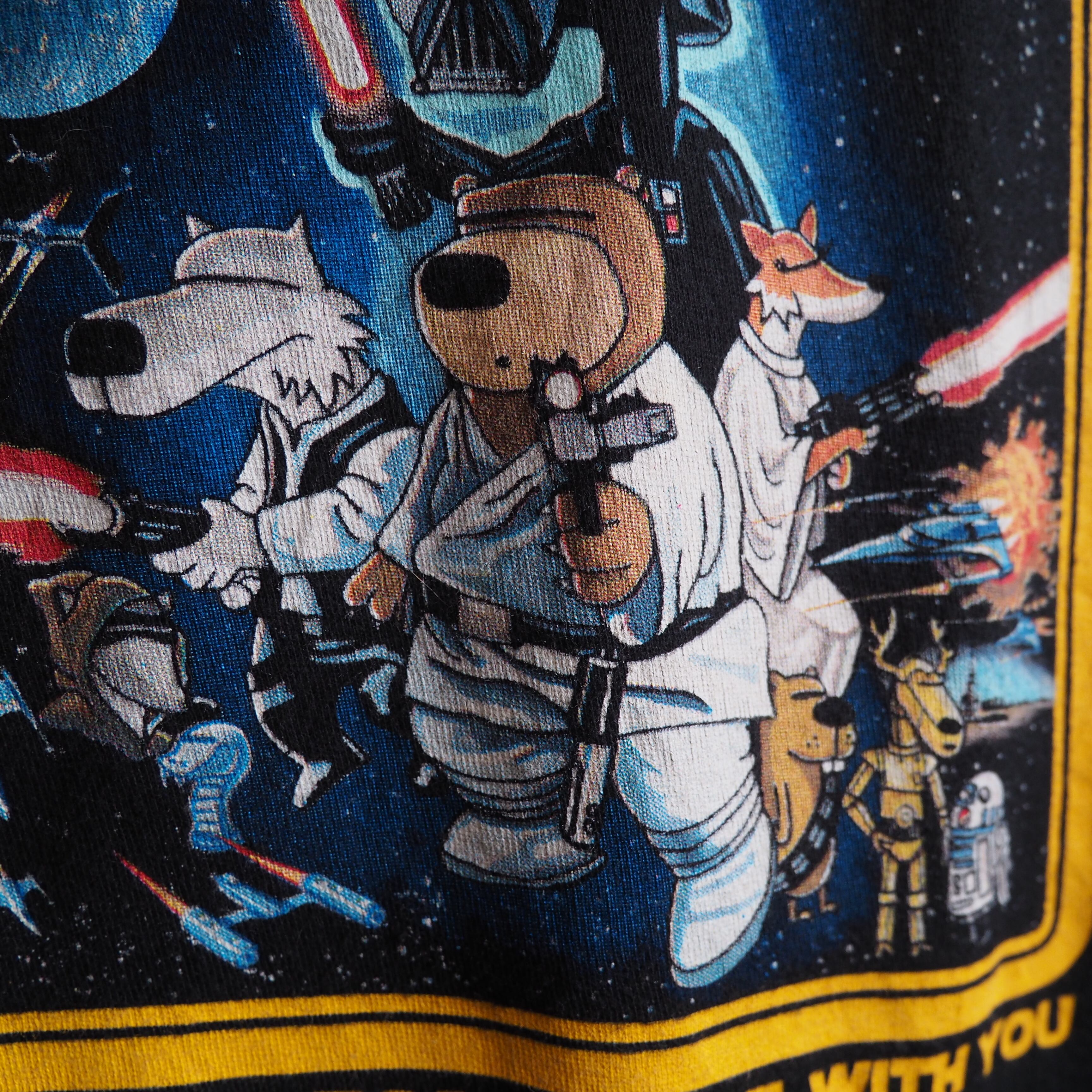 ” Animal wars ” Movie parody printed Black loose silhouette Tee