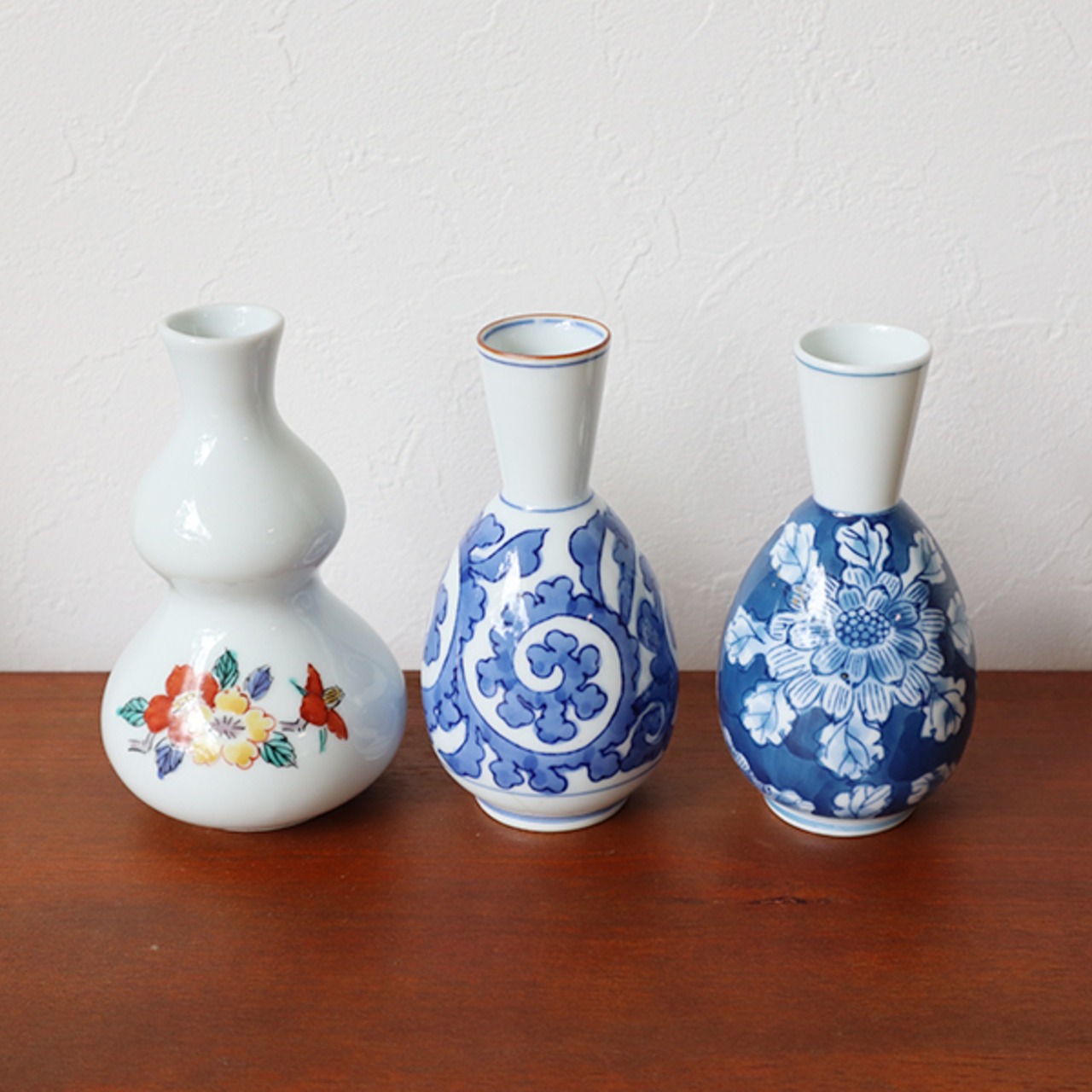 【アウトレット】有田焼　１合徳利（錦草花紋・唐草・安土絵）