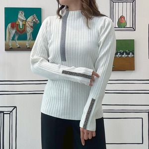 ラメラインハイネックリブニット