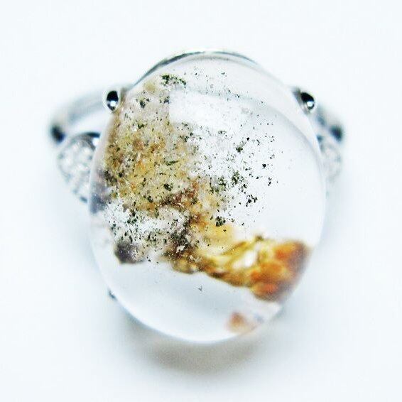 ガーデンクォーツ 指輪 ガーデン水晶 リング フリーサイズ 15号 一点物 メール便可 [M便 1/20] 115-7016