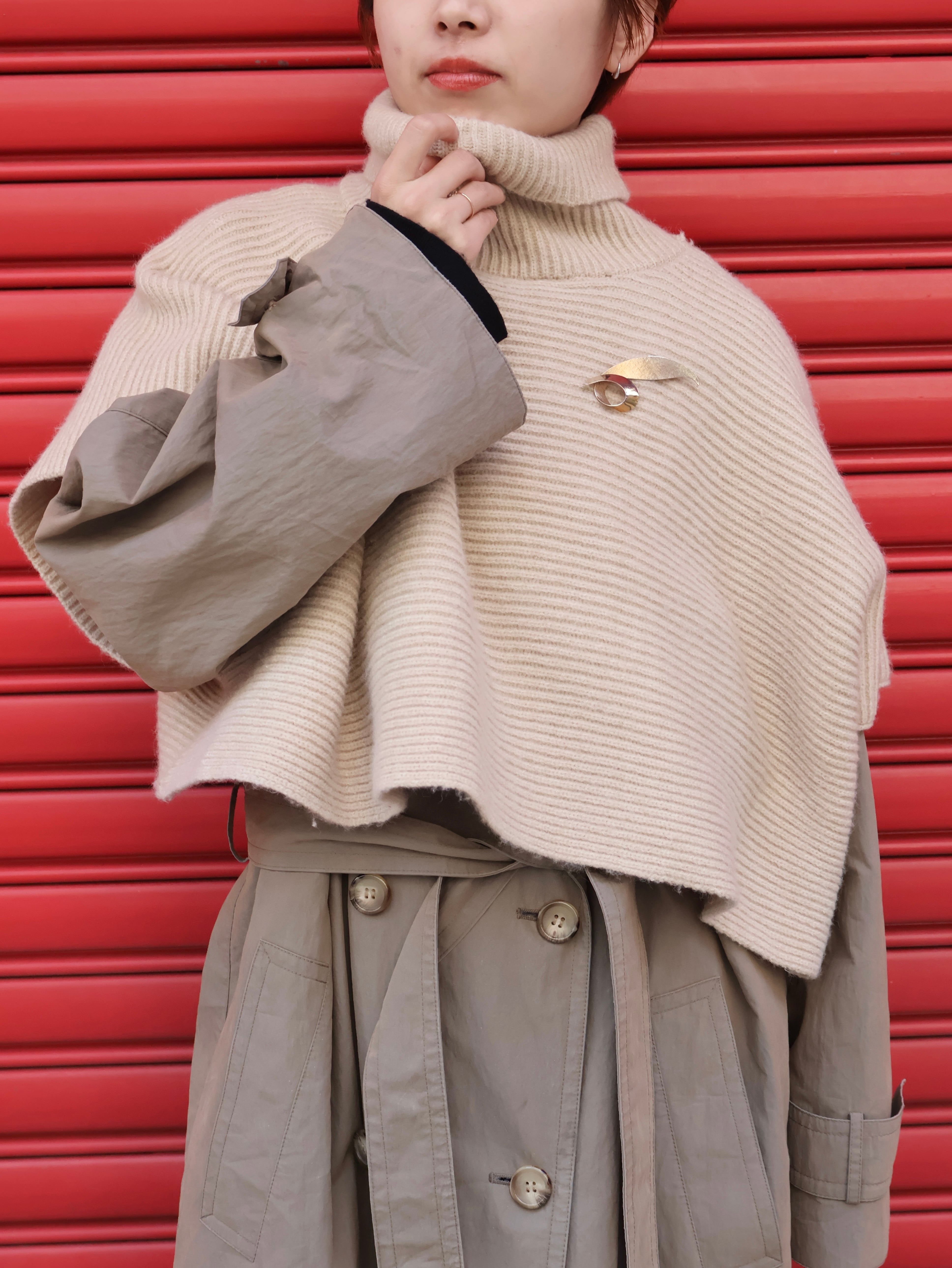 turtleneck knit cropped tops【1776】