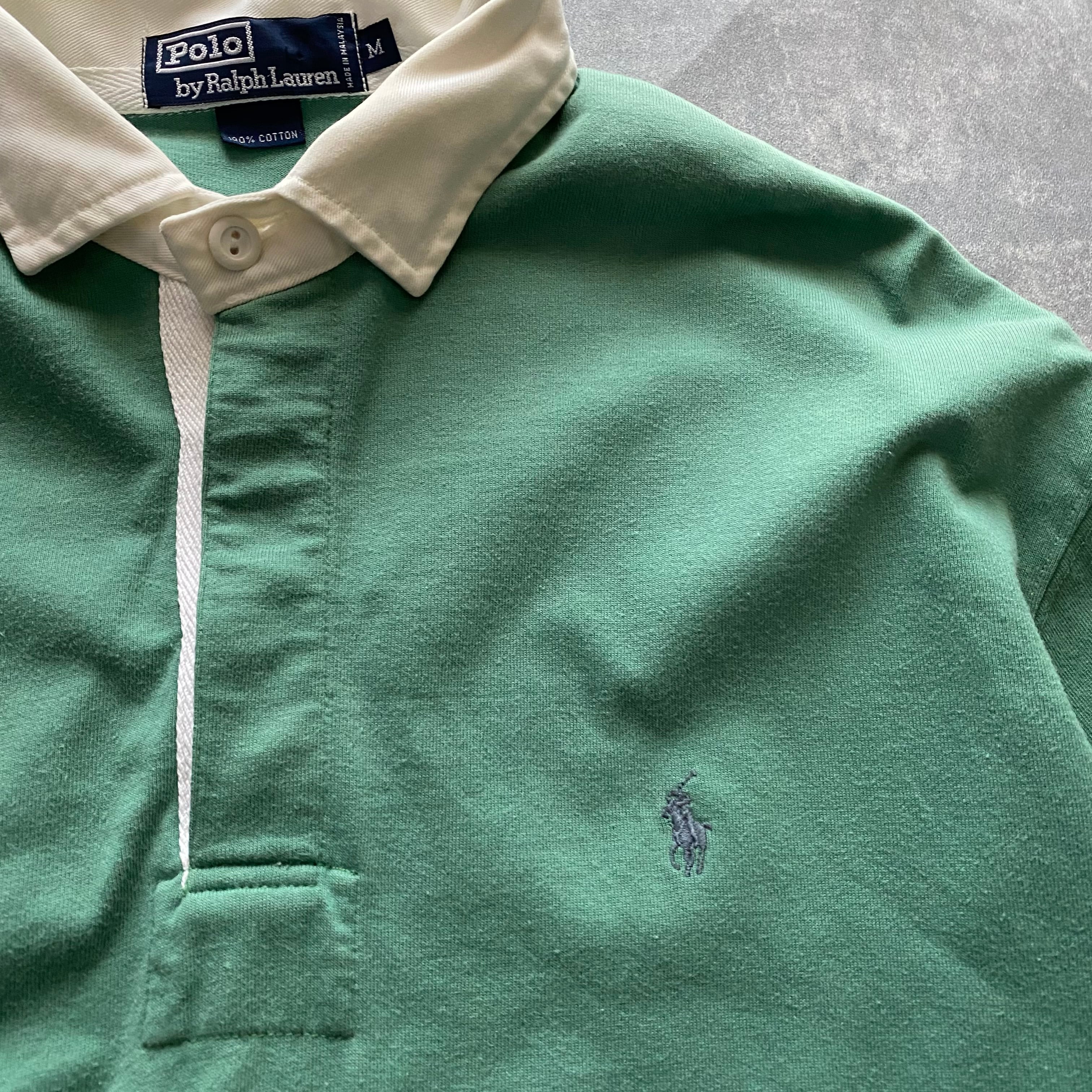 90s ポロラルフローレン 刺繍ワンポイントロゴ グリーン ラガーシャツ