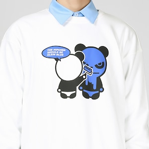 SALE 送料無料 【HIPANDA ハイパンダ】メンズ クルーネック スウェット トレーナー MEN'S CREW NECK SWEAT SHIRT / BLUE・WHITE