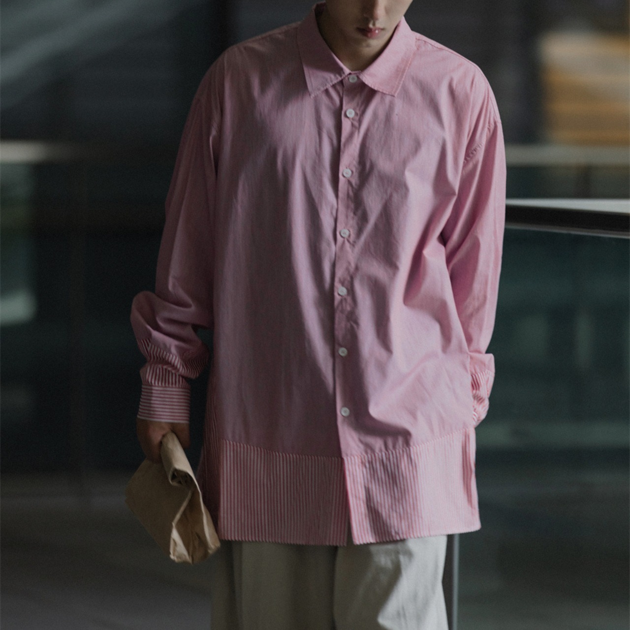 チェンジ ストライプ ルーズシャツ　A1803 - 1