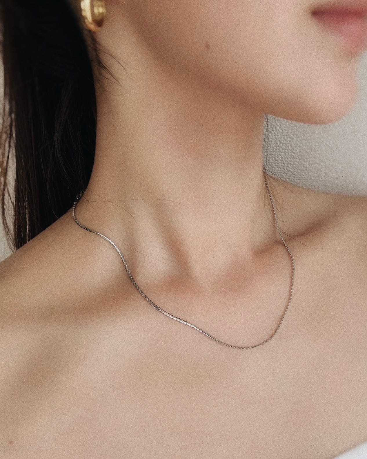 Twist link chain necklace -Silver-【アレルギー対応】