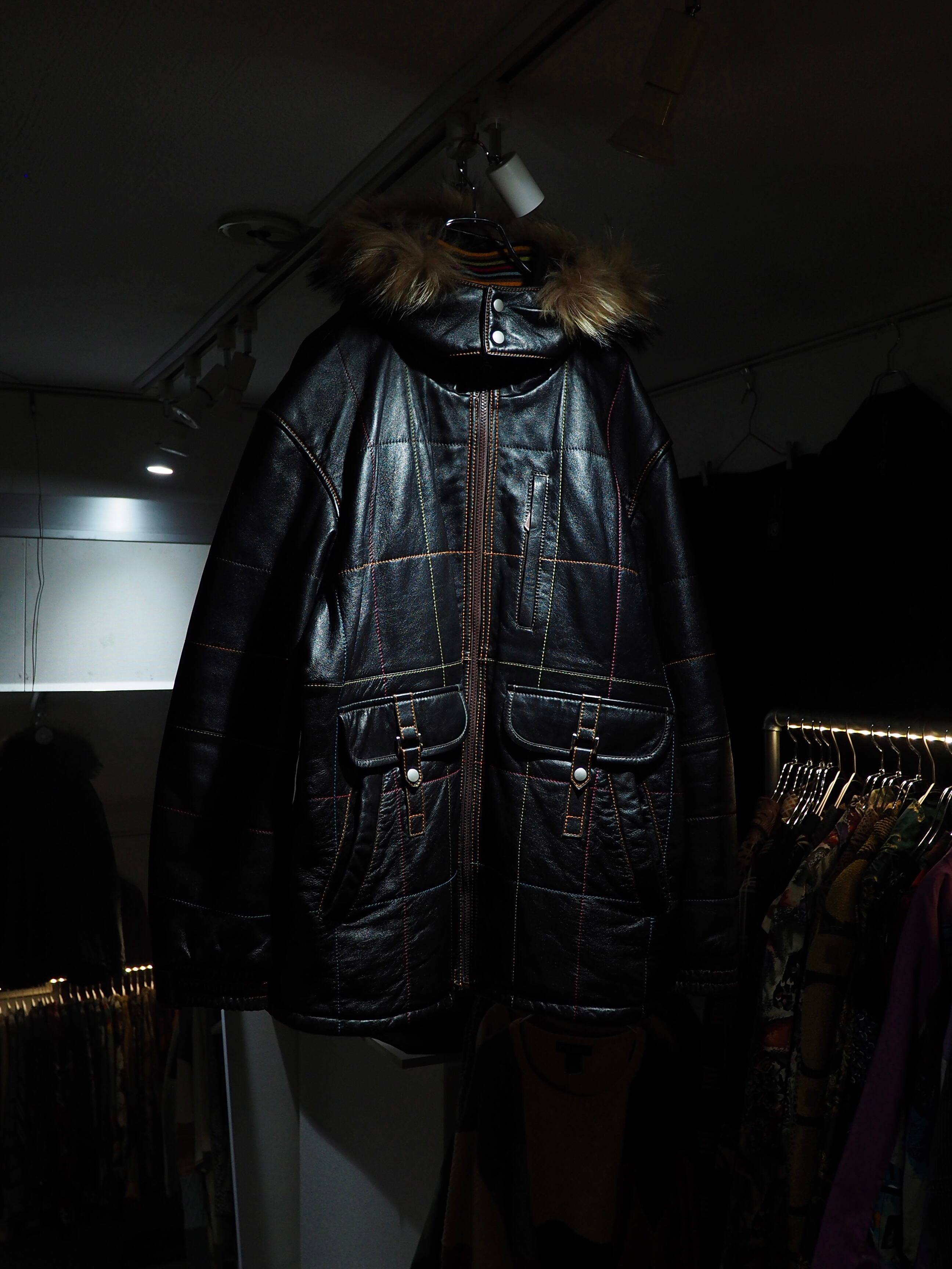 ” 極上 - Special ” Multi color stitch Embossed Sheep leather Hooded jacket