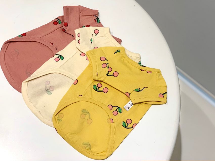 【SALE】cherry cherry t-shirt XS ~ XL 3color / 犬服 春夏 新作 ドッグウェア シンプル 犬 服 トップス 小型犬 中型犬 ワンコ服 top108