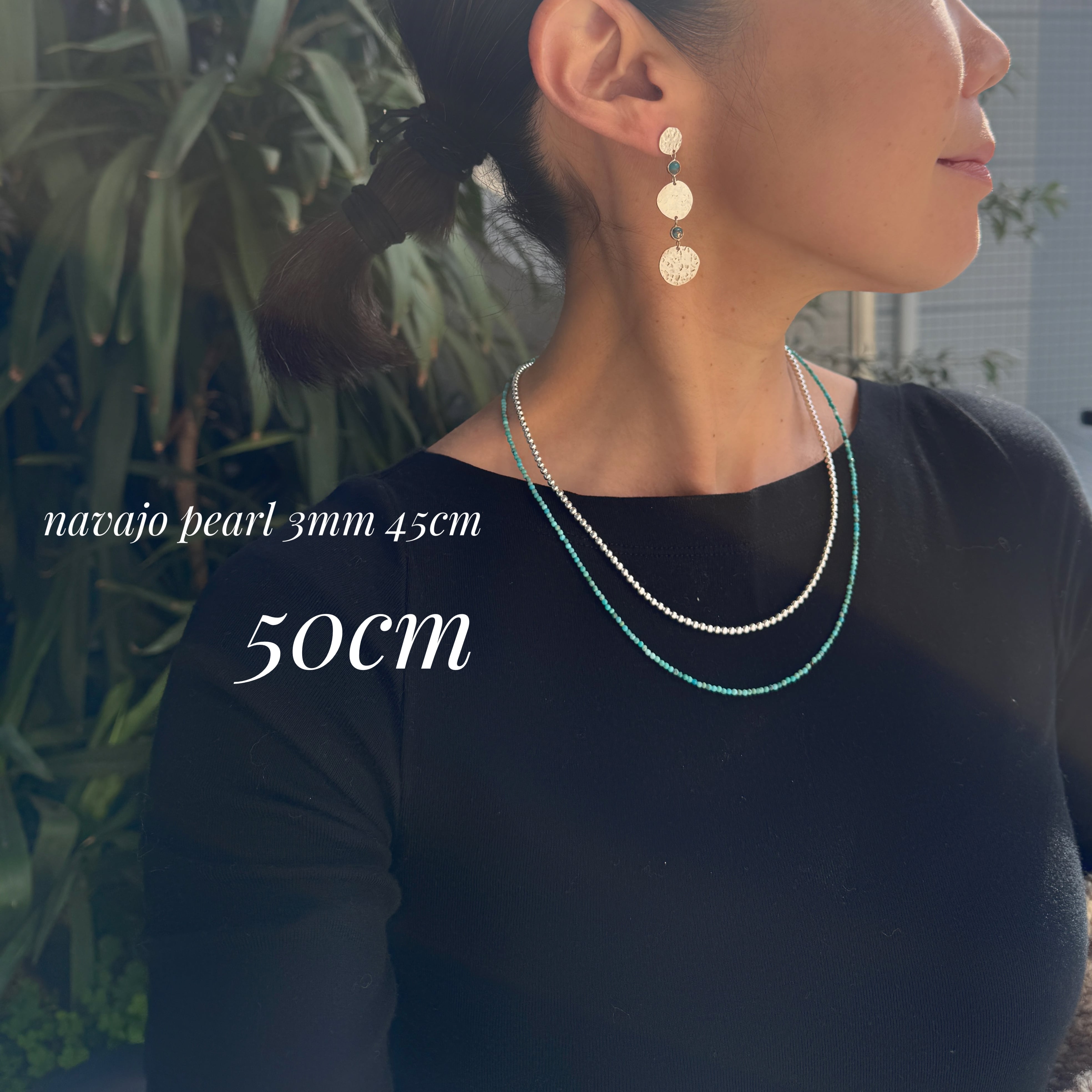Lagoon Original 極小 ターコイズ ラウンド カット ネックレス 40/45