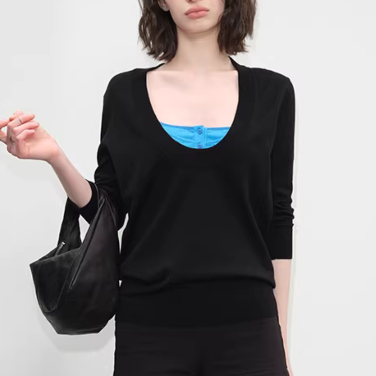 デコルテ美人 深Uネック ニットトップス 00193・画像9