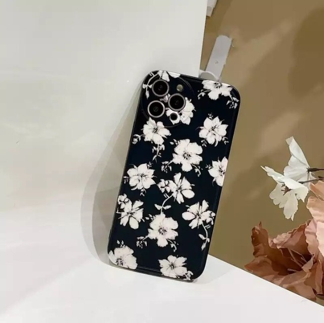 iPhoneケース iPhone13 iPhone12 花柄 大人っぽい おしゃれ 白 1226