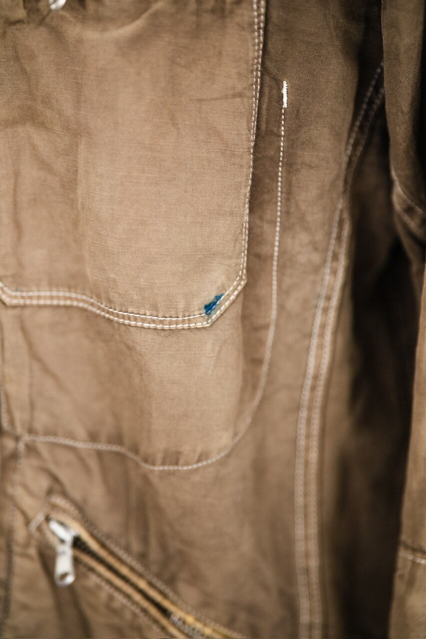 【激レア】C.P. COMPANY LINEN/COTTON CARCOAT 07SS] “C.P.COMPANY” Garment-dyed LINO-FLAX COTTON METAL Multi Zip