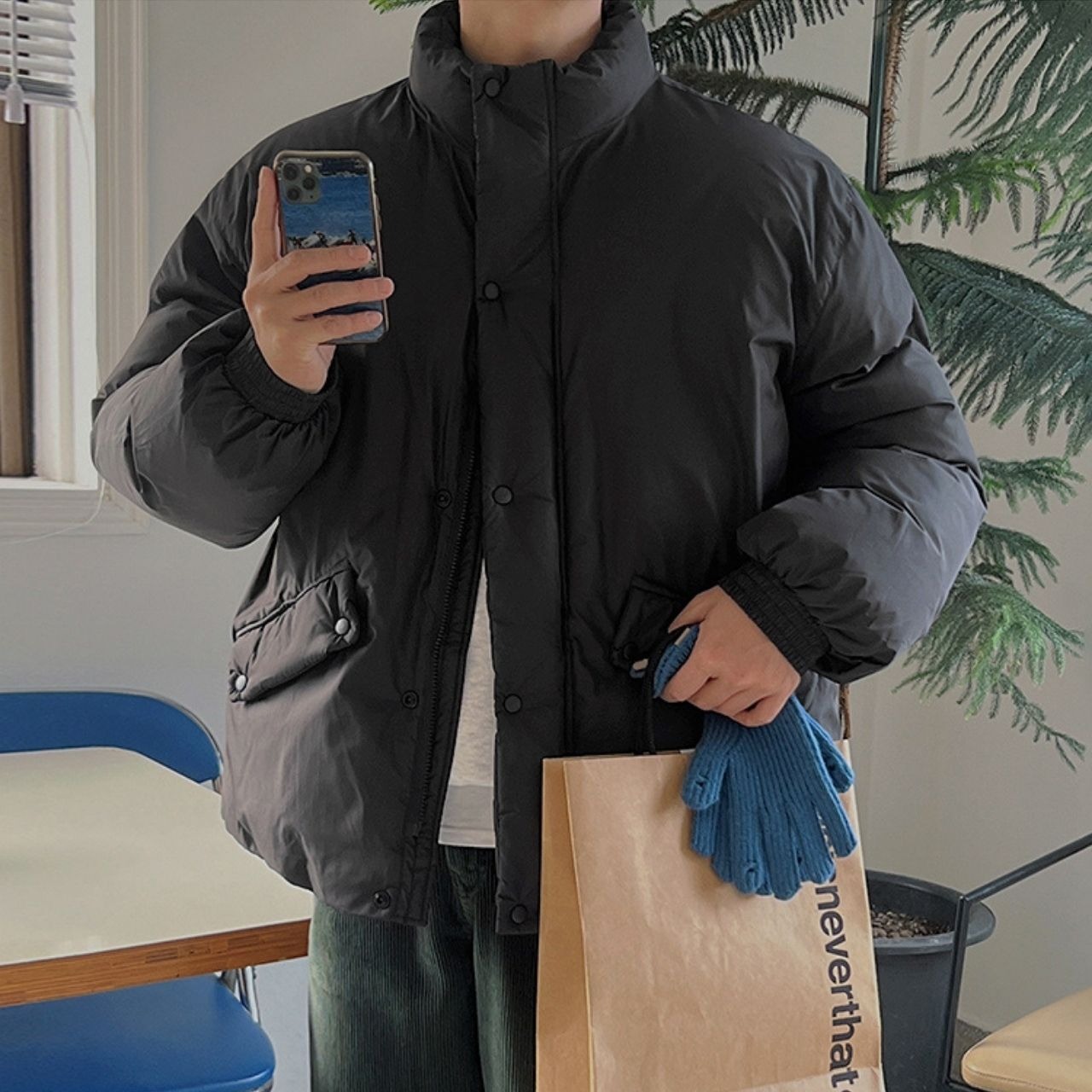 ハイエンドスタンドカラーコットンブルゾン　1009