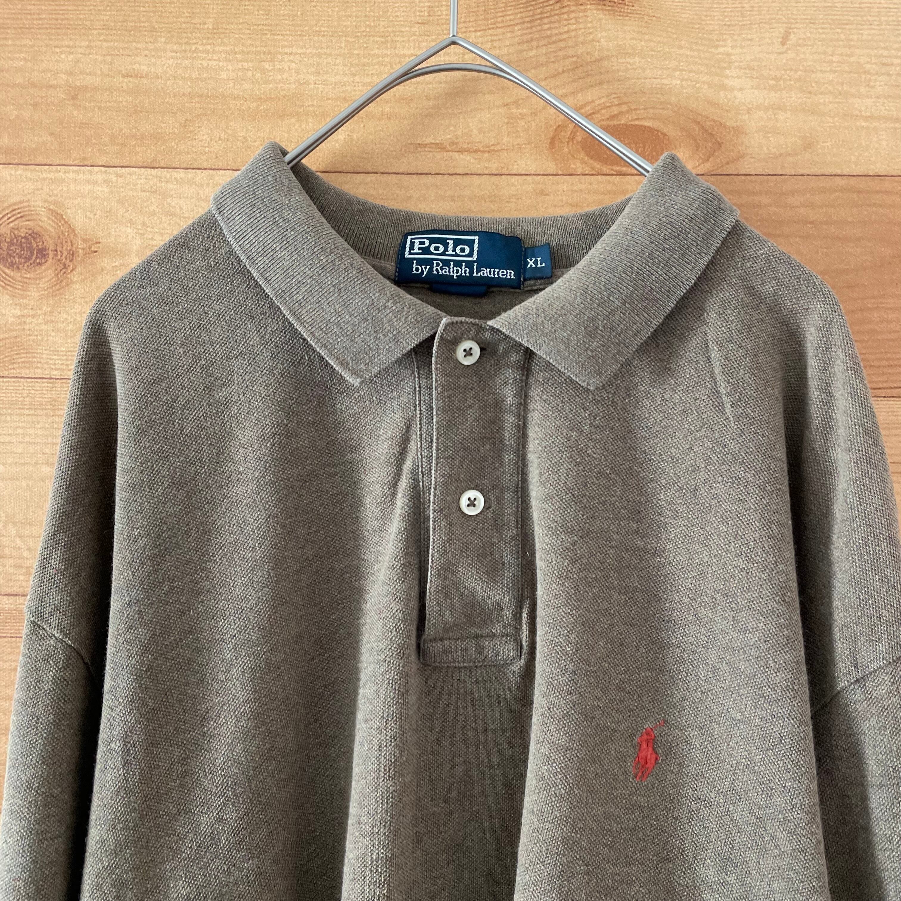 Polo by Palph Lauren】長袖ポロシャツ X-Large ビッグサイズ 刺繍ロゴ