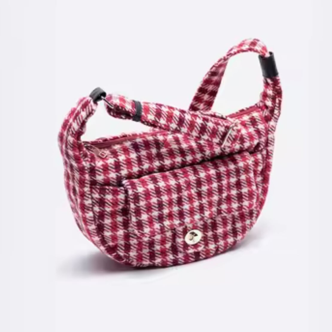 retro check crescent moon bag