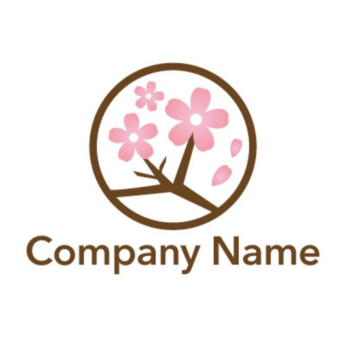 No237 桜のロゴ【桜、ピンク、円形、和風、日本、伝統、文化、春、建築、建設、クリニック、飲食、ショップ】
