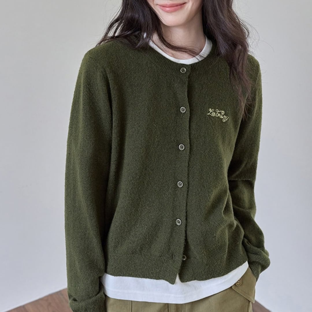 crew neck knit cardigan