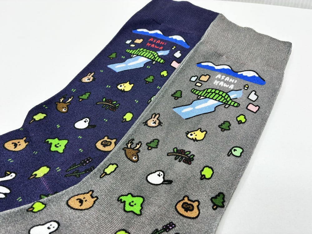 旭川 プリント総柄靴下 灰色 / 靴下 / アッコモン