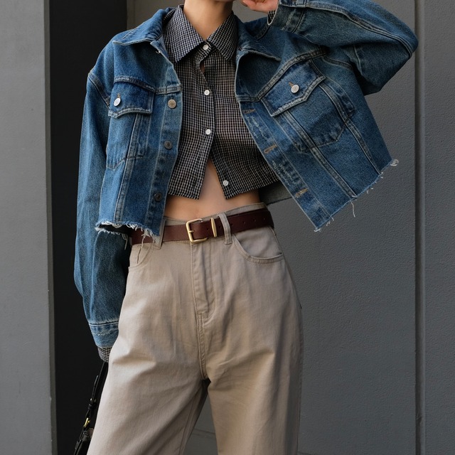 USED CUT DENIM JACKET