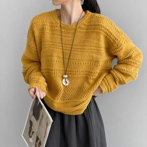 openwork crew neck knit　J00207