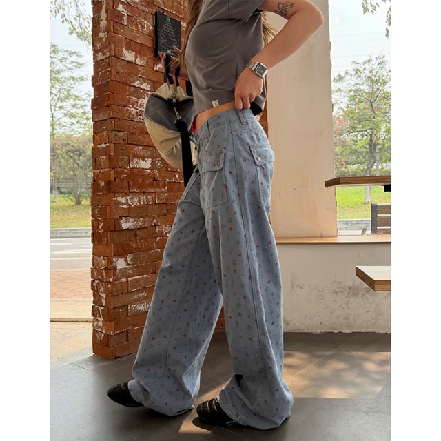 flower pocket colored pants　フラワーポケットカラーパンツ　J2065