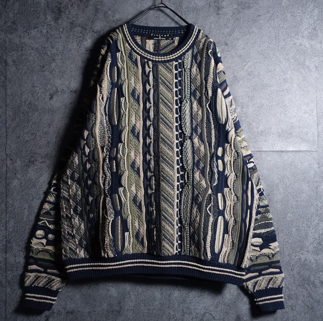 90s “Protage” Multicolor 3D Pattern Design Knit