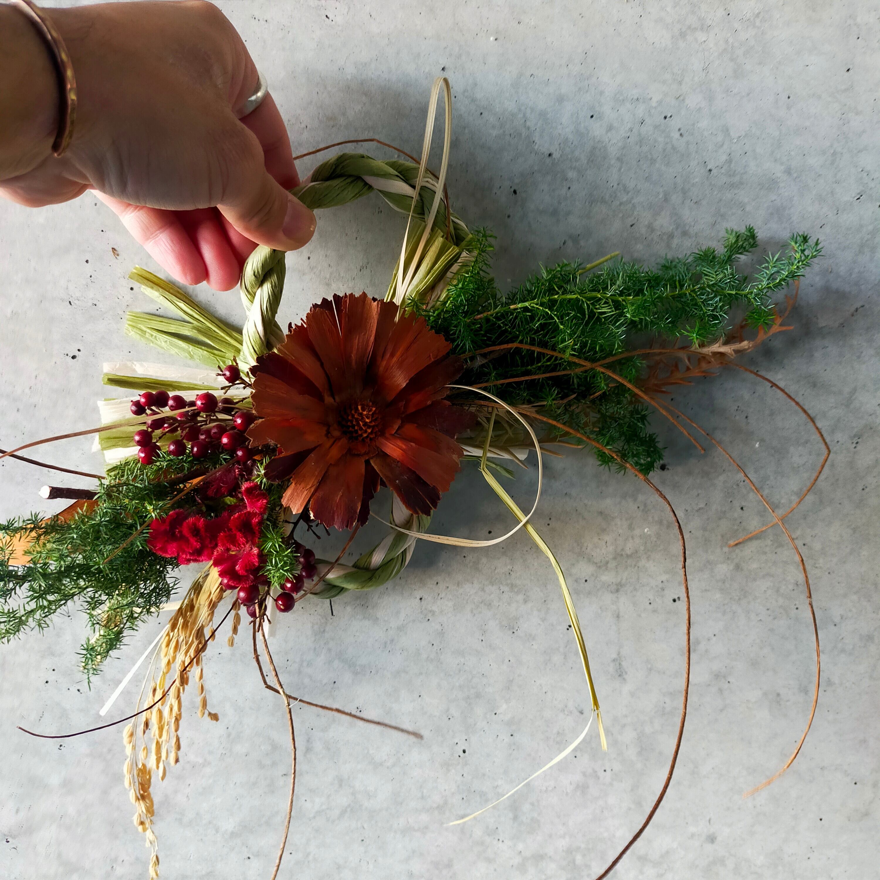 ドライフラワーしめ縄【Dried Flower Japanese wreath】