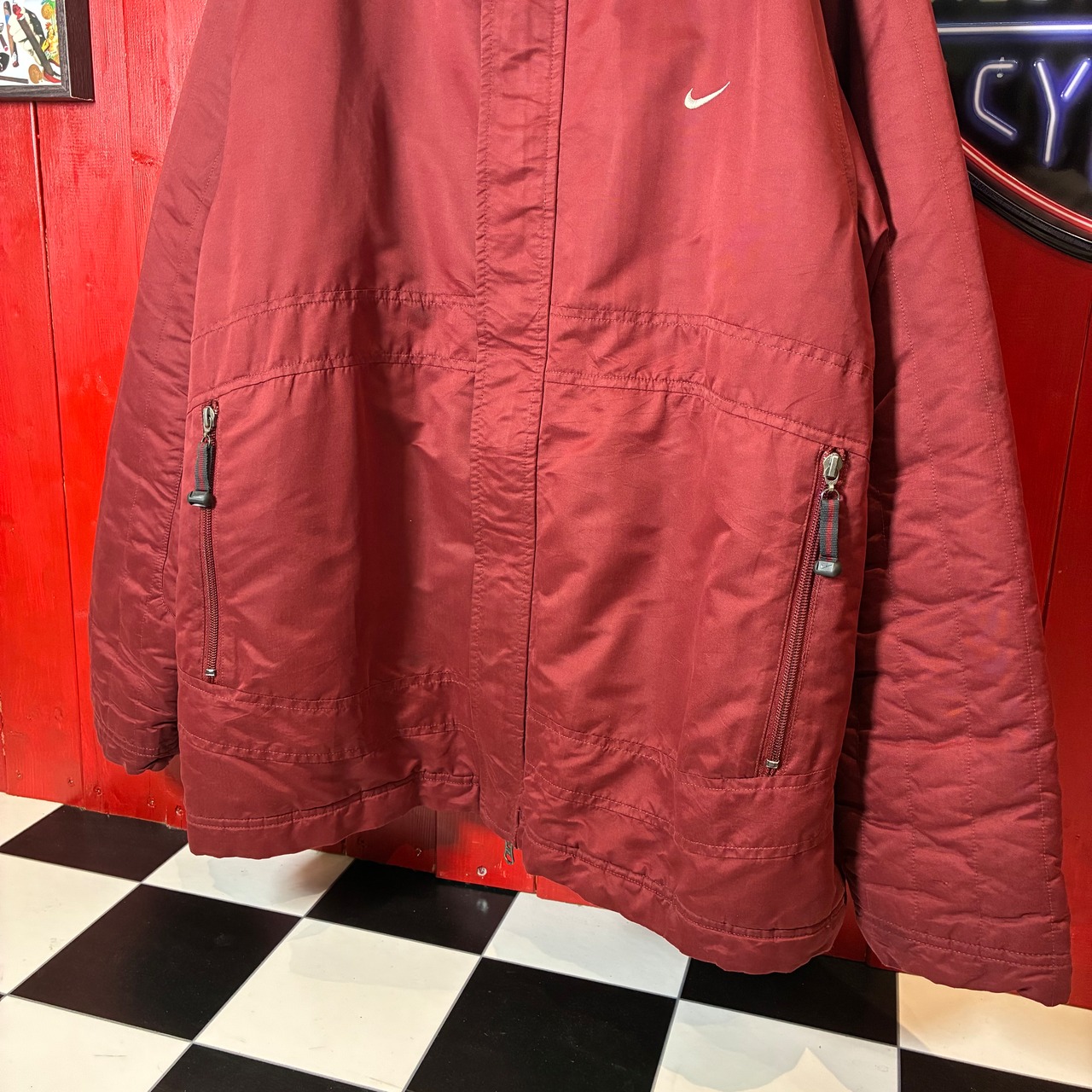 【00s NIKE / ダブルジップ ナイロンジャケット】バーガンディ テック系アウター