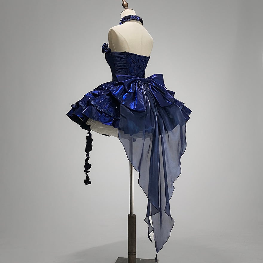 大人ゴシック セットアップ 青薔薇×夜蝶ドレス 姫袖シャツ×JSK｜WithU