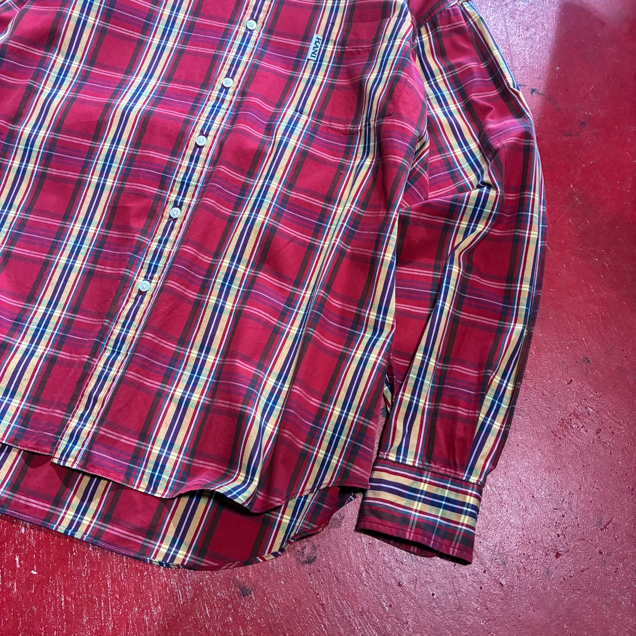 90s〜00s KARL KANI JEANS チェックシャツ　長袖シャツ　赤