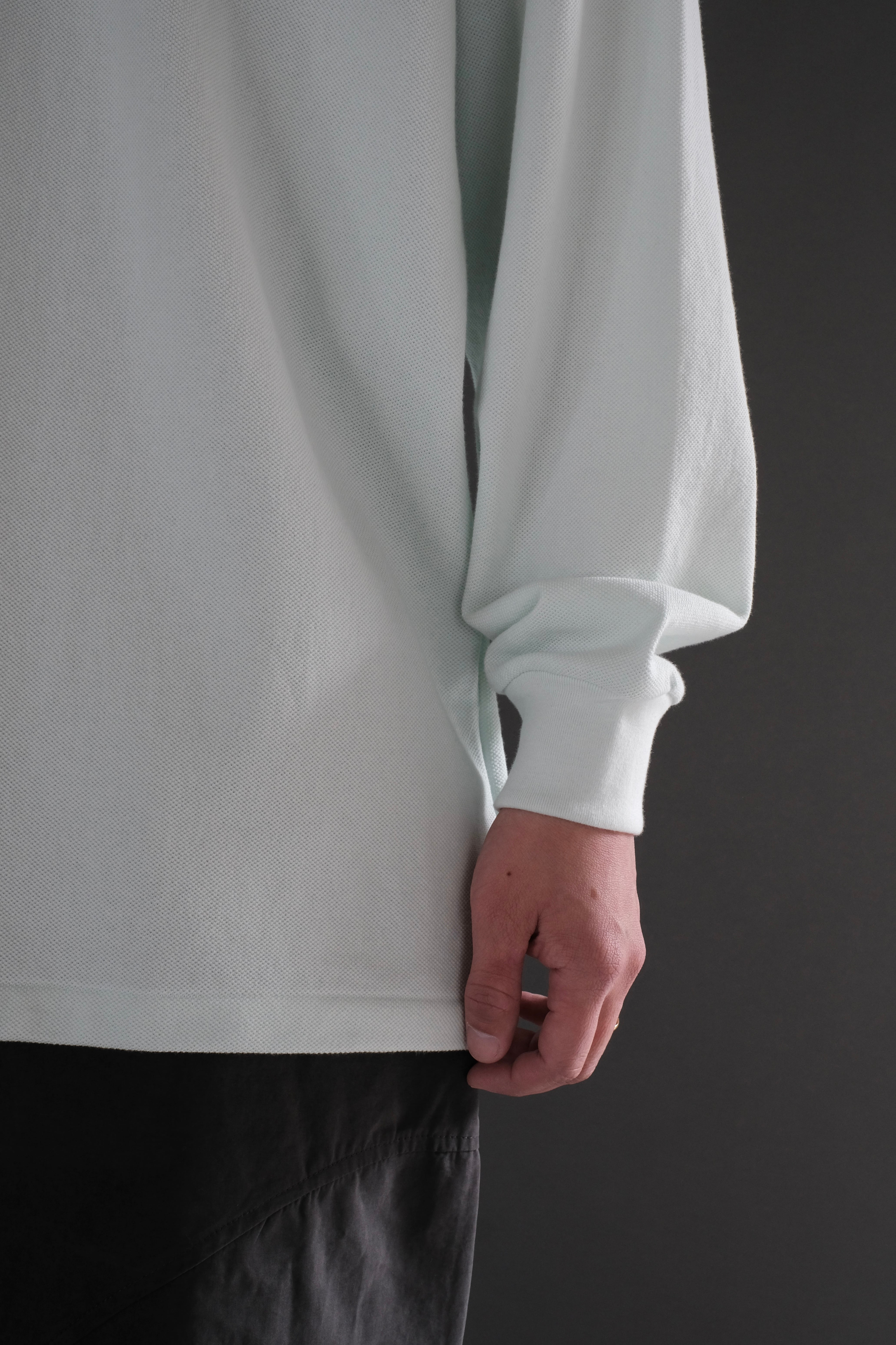 グラフペーパーCotton Pique Jersey Skipper Polo Graphpaper - Cotton Pique Jersey L/S Skipper Polo / BEIGE | Stripe