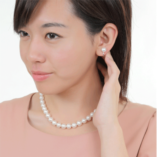 送料無料 定番43ｃｍ大粒10ｍｍ～10.5ｍｍ 本真珠ネックレス＆ピアス