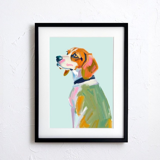 Gentle Beagle｜優しい色彩で描くビーグル犬アートポスター｜癒しと温もりを届ける北欧風ペットアート｜｜A3ポスター