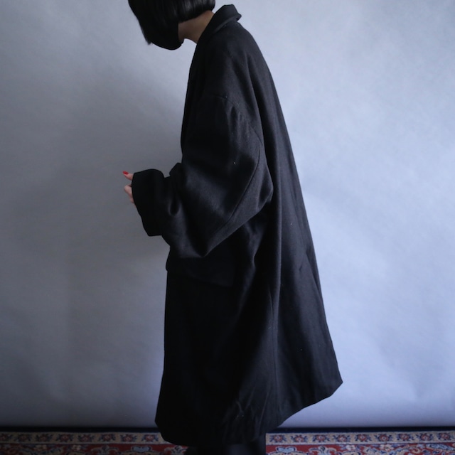 "KINGSIZE" XXXL super over size wide silhouette black wool coat