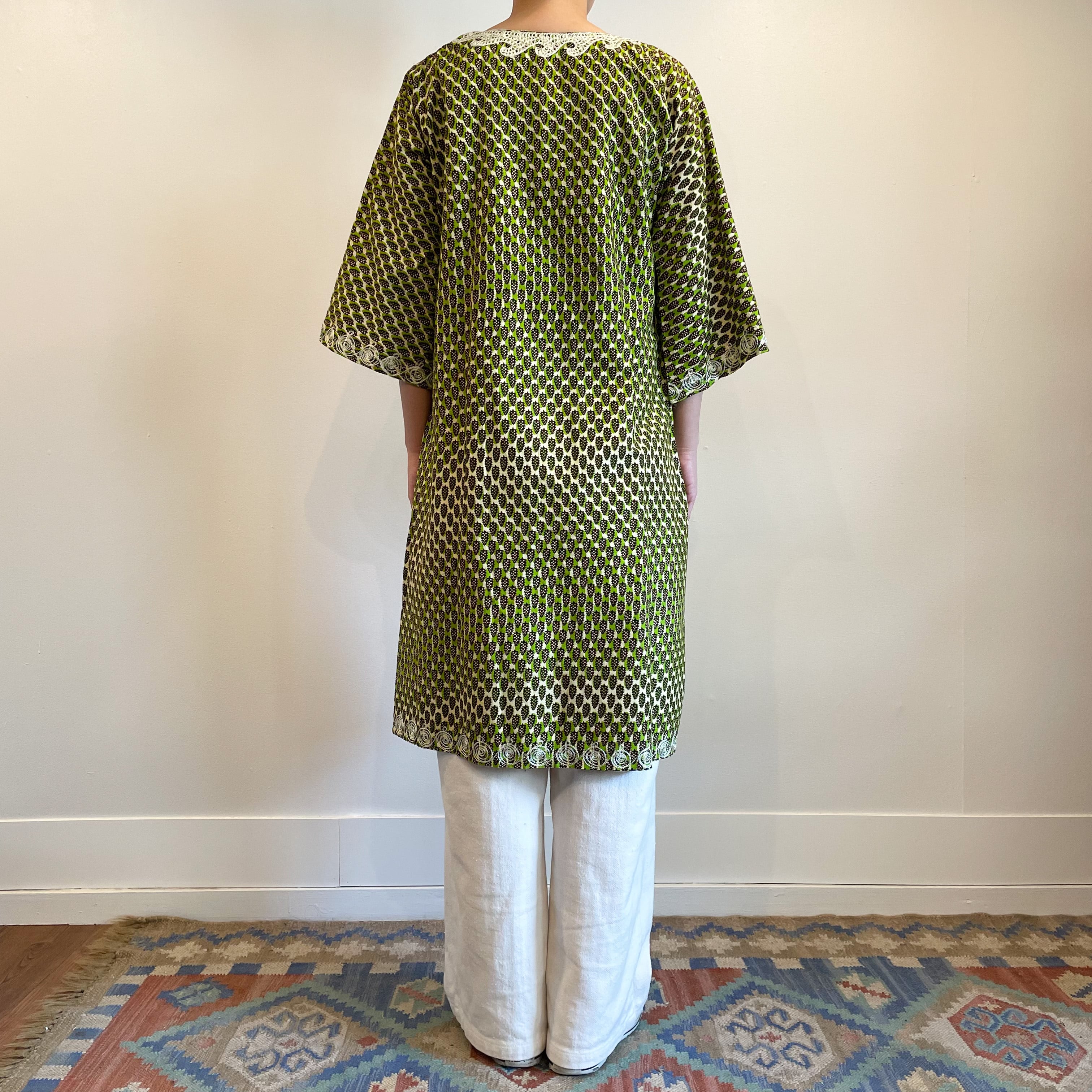 エスニック 刺繍 ワンピース グリーン | Monique vintagestore