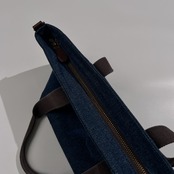 Mademoiselle NON NON マドモアゼルノンノン ワッペン 刺繍 デニム トートバッグ ハンドバッグ /裏地チェック柄/鞄/カバン