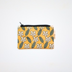Ashi｜亜紙 Flat Pouch S＊Yellow Champey プルメリア柄 紙ポーチ  バナナ ハンドメイド