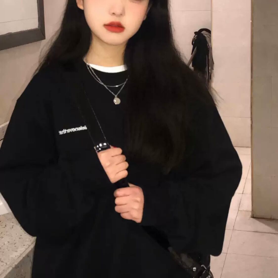 トップス シンプル パーカー フードなし トレーナー スウェット 袖あり