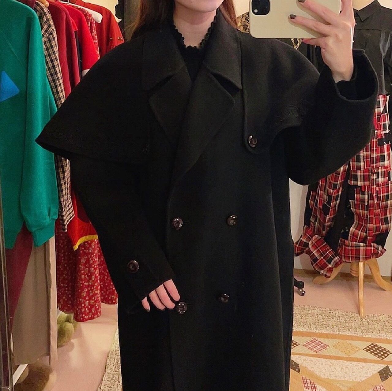 black cape chester coat