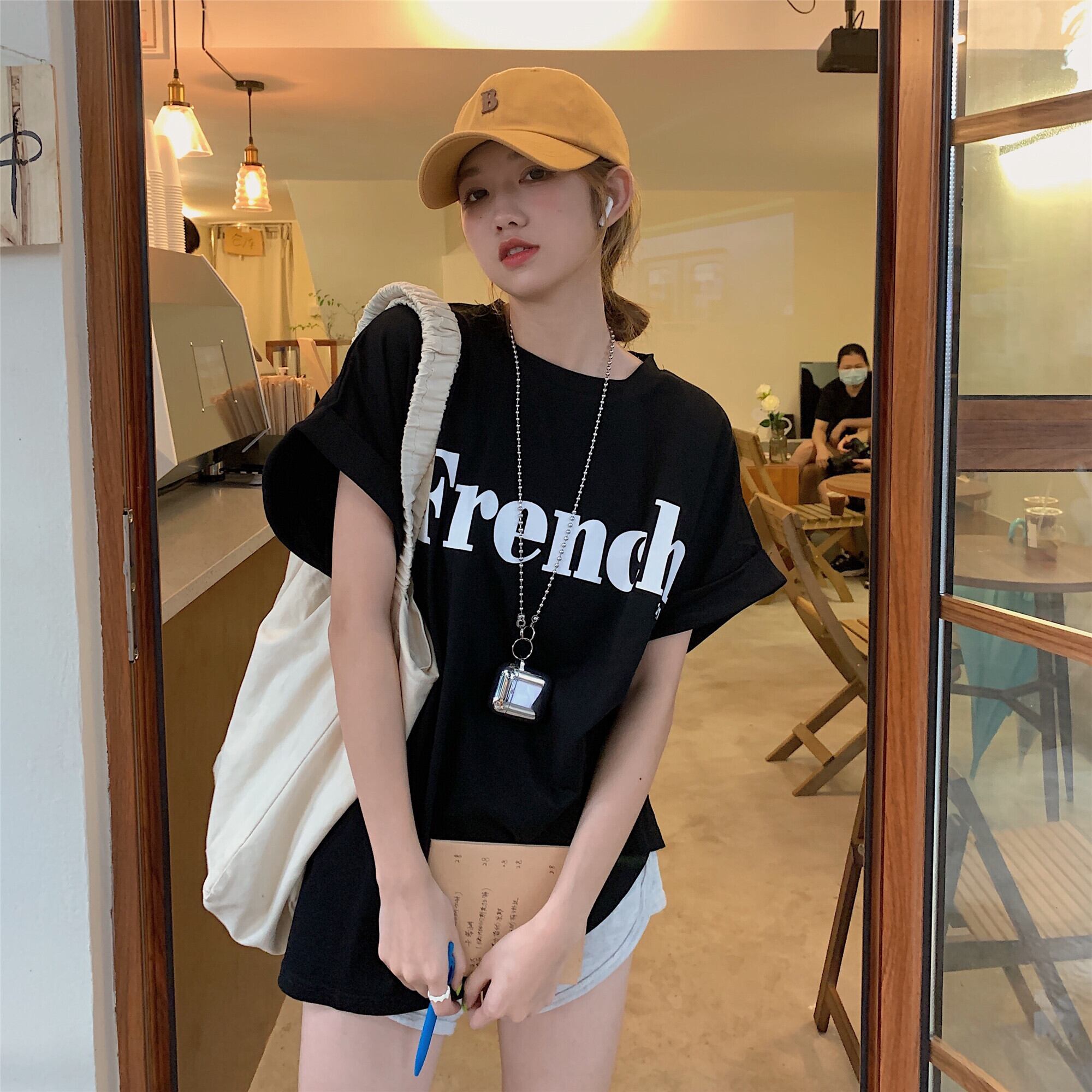 プリントTシャツ サマーラウンドネックルーズ薄手トップス 夏物 Oネック クレセントシティ97968240702