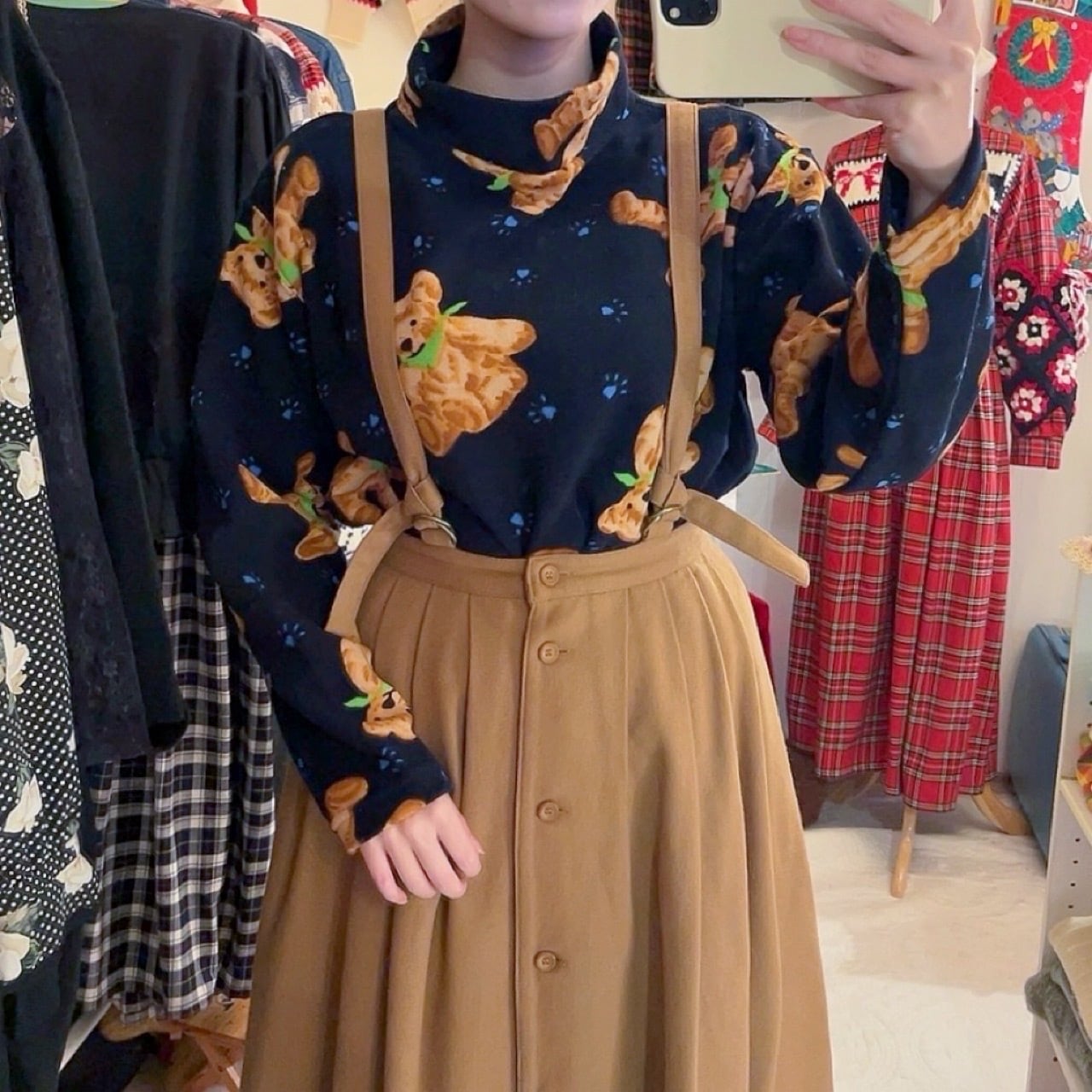 scarf bear fleece pullover