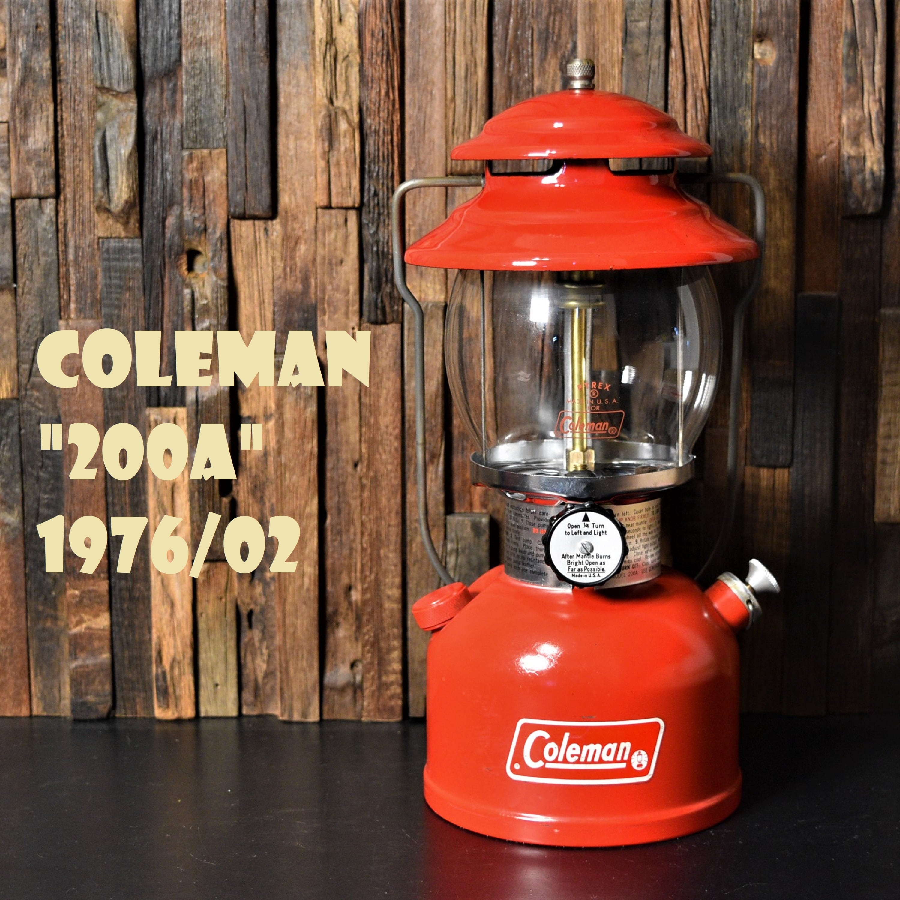 整備済 コールマン Coleman ランタン 200A ホワイトボーダー 1976年 2月 ホワイトガソリン キャンプ アウトドアカラー-