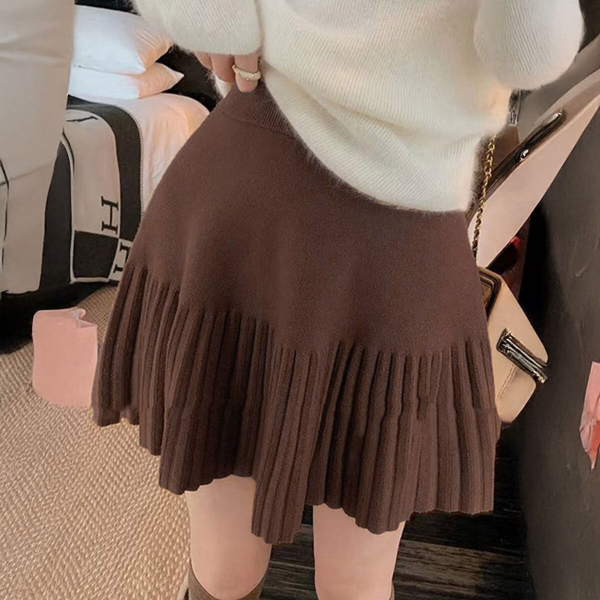 ミニスカート ニット レディース 秋冬 プリーツスカート ニットスカート おしゃれ きれいめ 大人 かわいい カジュアル ハイウエスト Aライン ウエストゴム 大人可愛い 大人女子