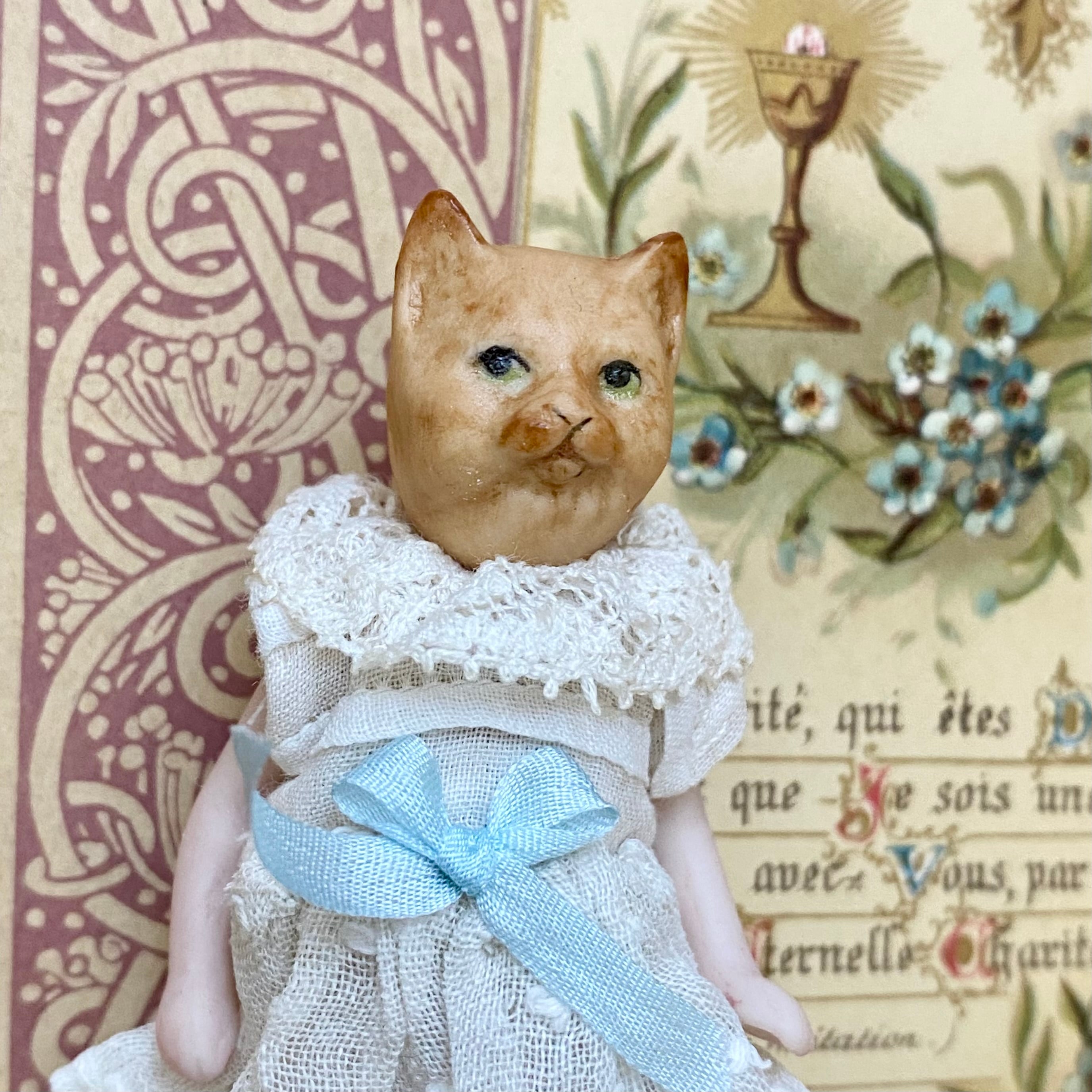 完成ドール】ミニチュアビスクドール/キュルビス(猫) / 6.5cm | Shall