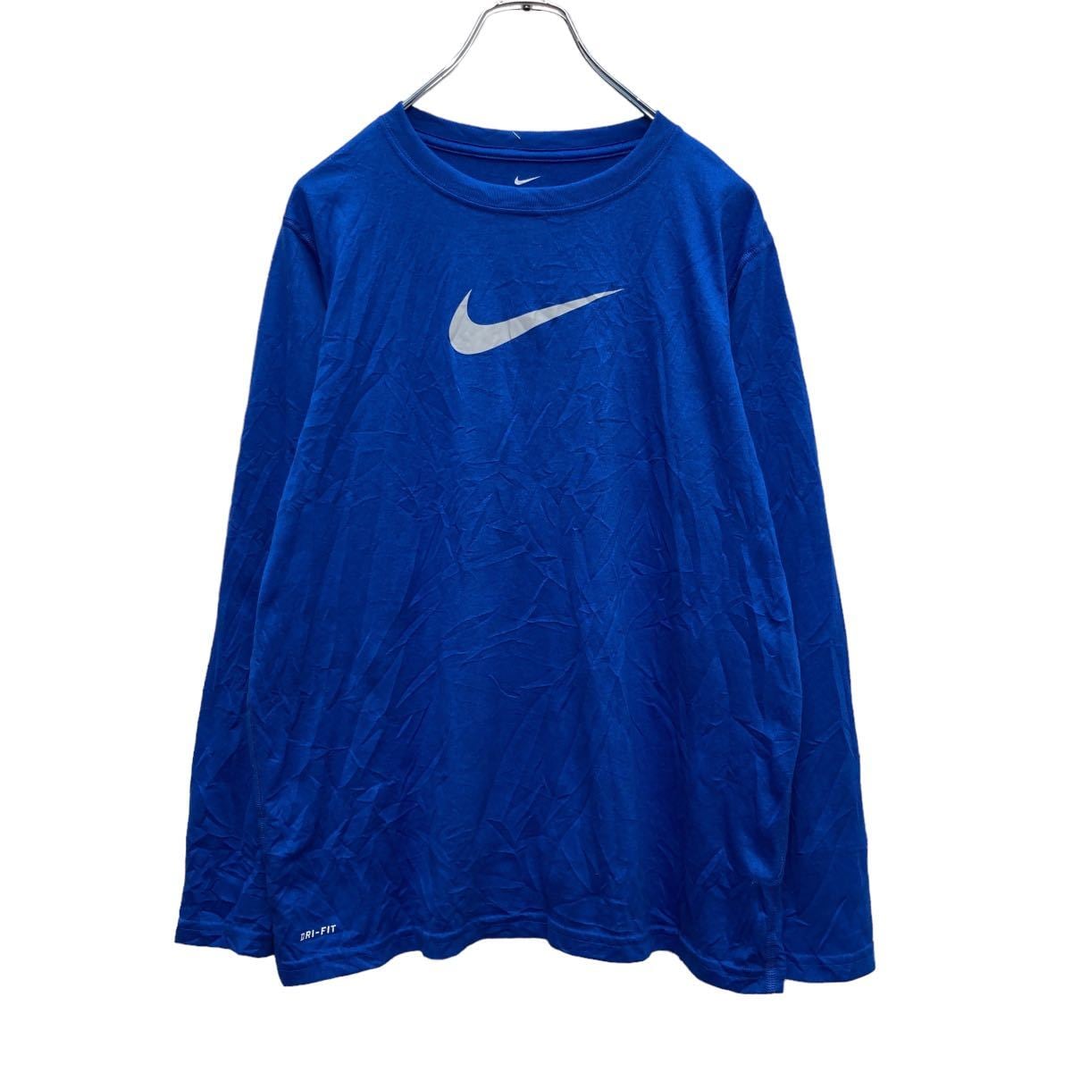 NIKE 長袖 プリント Tシャツ ユースサイズ XL 160〜 ブルー グレー
