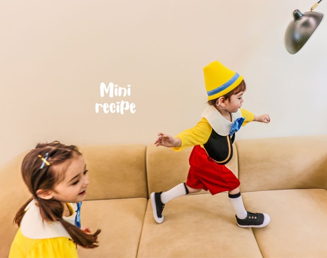 【即納】<mini recipe>  Pinocchio boy (hat+Tee+pants set)