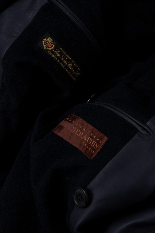 ［2000s-］ "SERAPHIN" × "Loro Piana" Calf Leather P-Coat Style Jacket with Wool Cashmere Lining （Made in France）